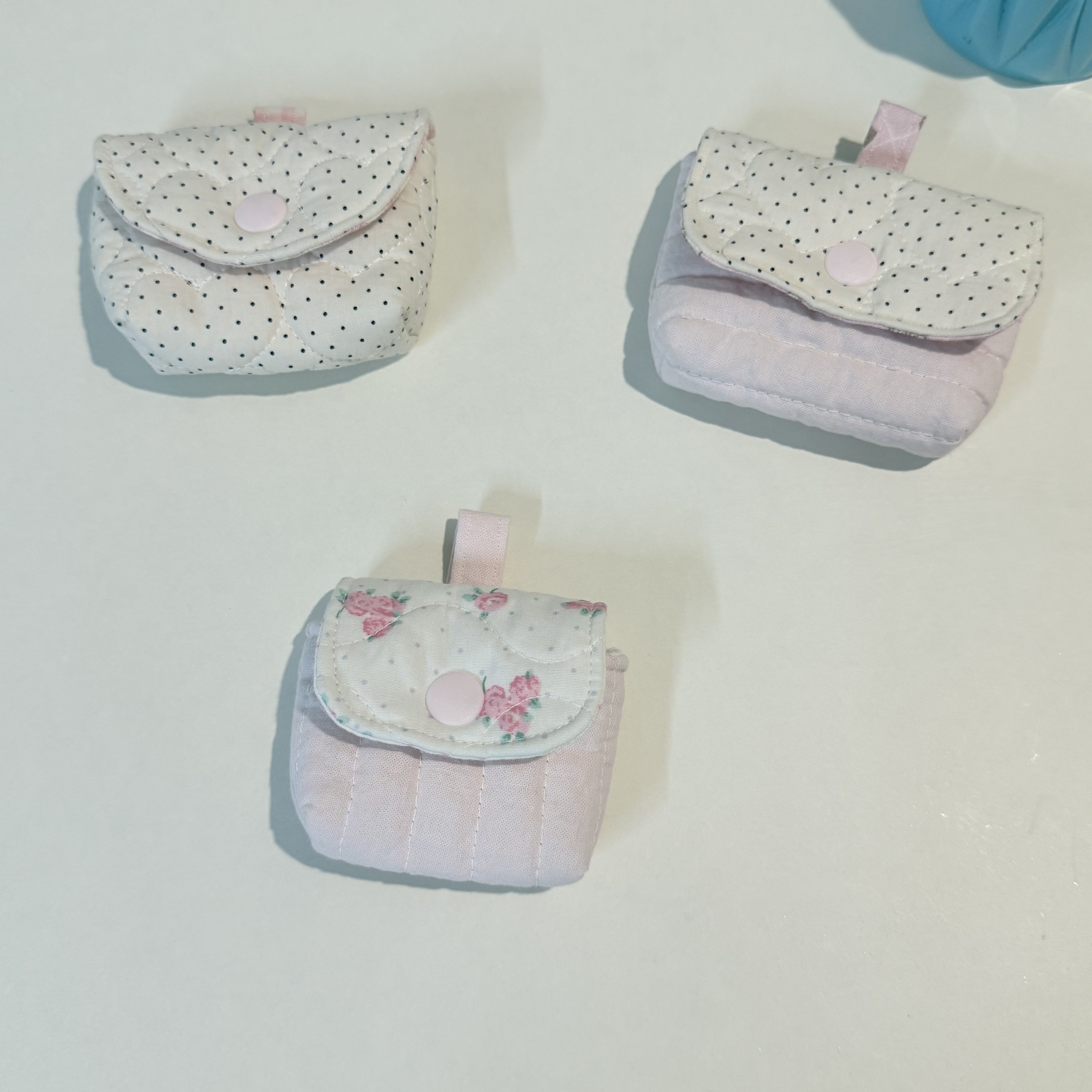Girly Mood韩料手作耳机包绗棉收纳迷你小包碎花