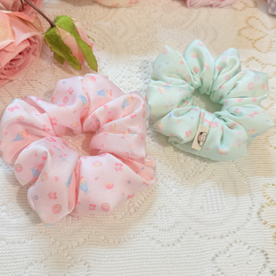 oohlala手作冰淇淋缎面发圈枕头肠圈发绳头花发饰女