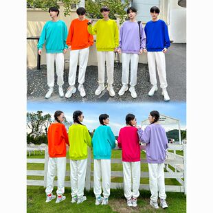 彩色卫衣学生表演服团体年会舞台出服装运动会大合唱舞蹈啦啦操服