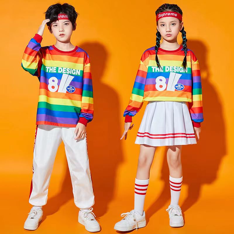 小学生春季运动会表演服女孩啦啦队演出服装少儿男孩嘻哈街舞套装
