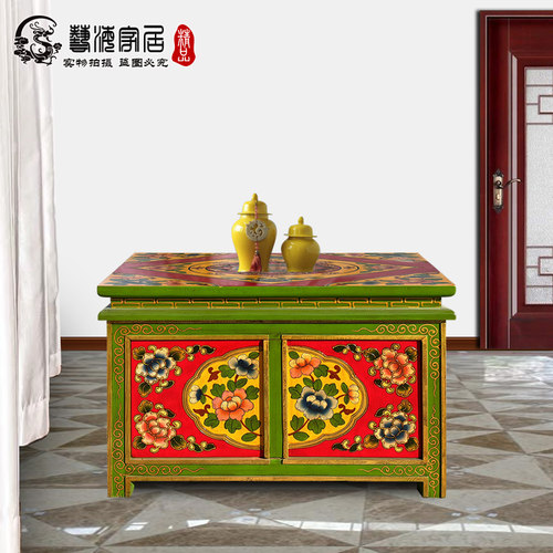 藏式小茶几彩绘炕几实木茶桌小桌子炕桌复古飘窗桌榻榻米仿古家具