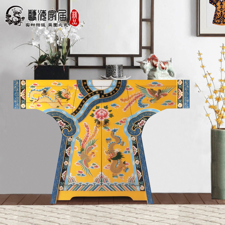 新品玄关柜新中式艺海家具藏式客厅卧室隔断彩绘收纳柜酒柜洗手台