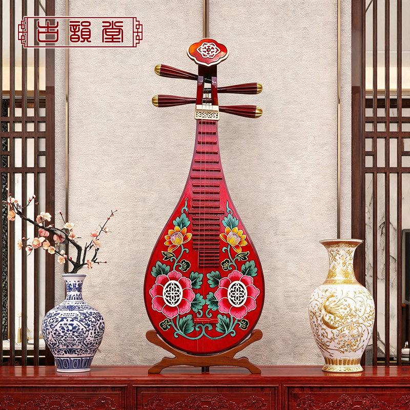 复古手绘乐器壁饰彩绘儿童琵琶中式创意家居装饰品初学者入门练习