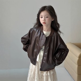 女童皮衣外套2026春秋新款 机车风皮夹克上衣 儿童时髦洋气酷炫韩版