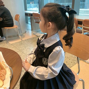 女童学院风假两件连衣裙2026春秋新款韩版儿童JK公主裙女宝宝裙子