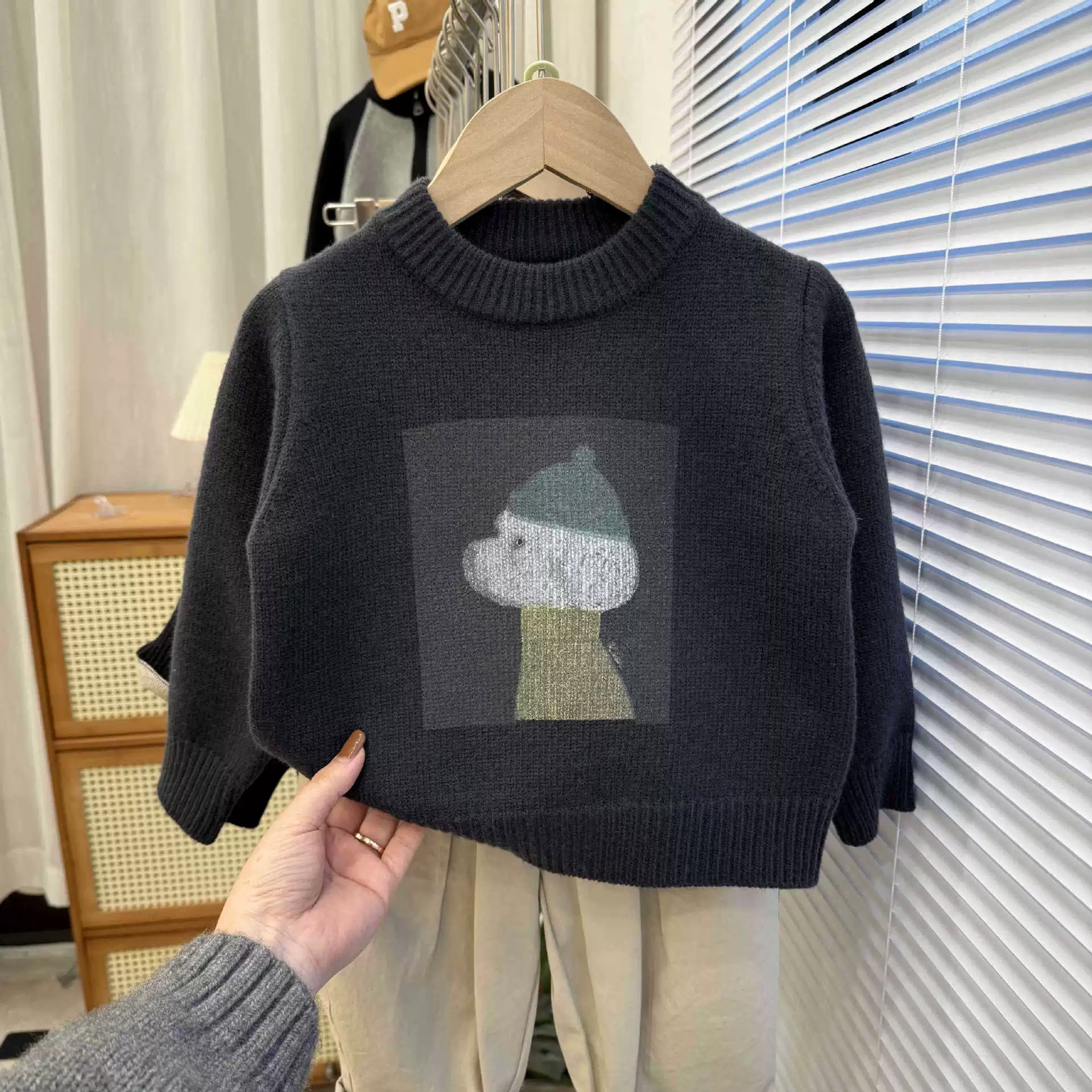 2025秋冬男女童加厚卡通圆领毛衣