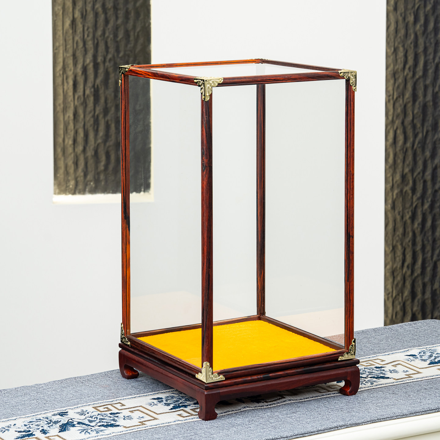 红木玻璃罩红酸枝宝笼摆件文玩古董观音佛像透明防尘罩展示盒定制