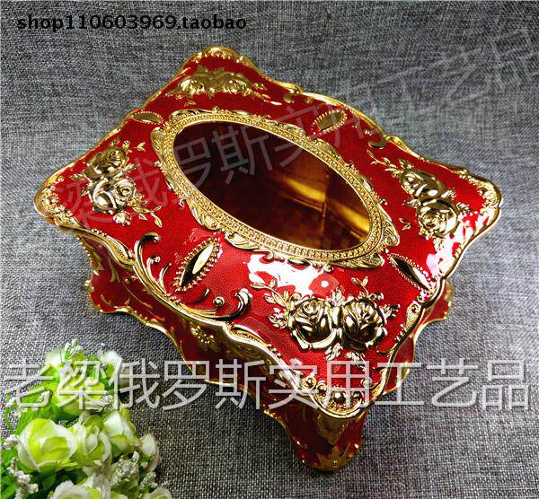 Z-2特价俄罗斯彩锡金属抽纸巾B盒向日葵角小号金红色金玫瑰花精致