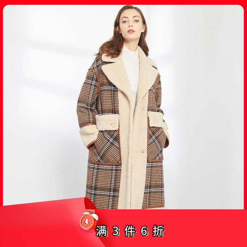 斯尔丽瑟俪冬季新款西装领女士中长款毛呢大衣