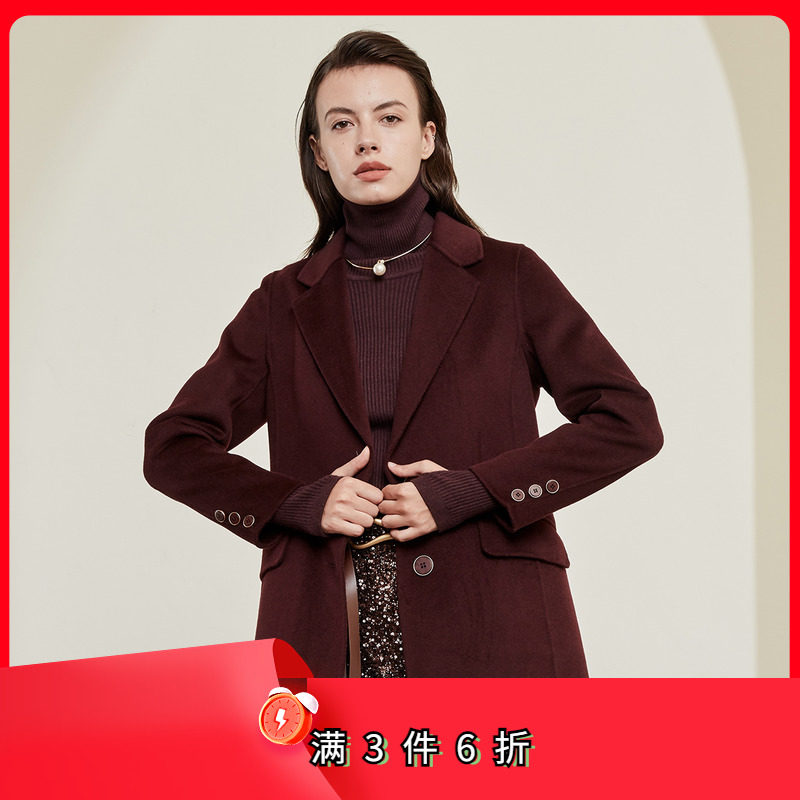 斯尔丽瑟俪冬季新品简约流行小个子合身西服大衣外套