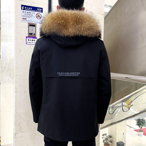 男士派克服商务休闲短款加厚外套冬季保暖大毛领獭兔内胆皮草棉衣