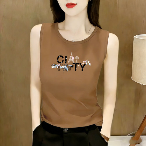 纯棉宽肩无袖遮副乳背心打底上衣