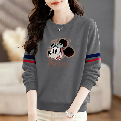 时尚长袖卫衣圆领打底衫纯棉上衣