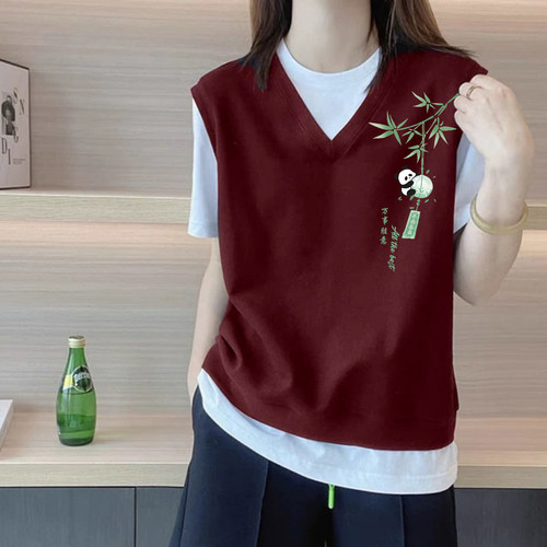 假两件纯棉上衣2025新款短袖t恤