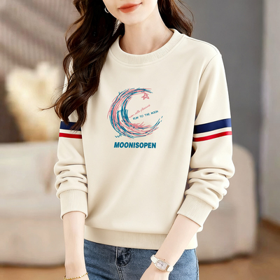 时尚印花长袖卫衣女显瘦纯棉上衣