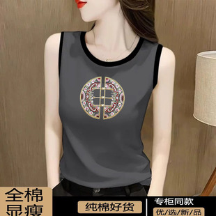 折扣店外贸女装捡漏夏季外穿纯棉吊带背心女宽松t恤百搭内搭上衣