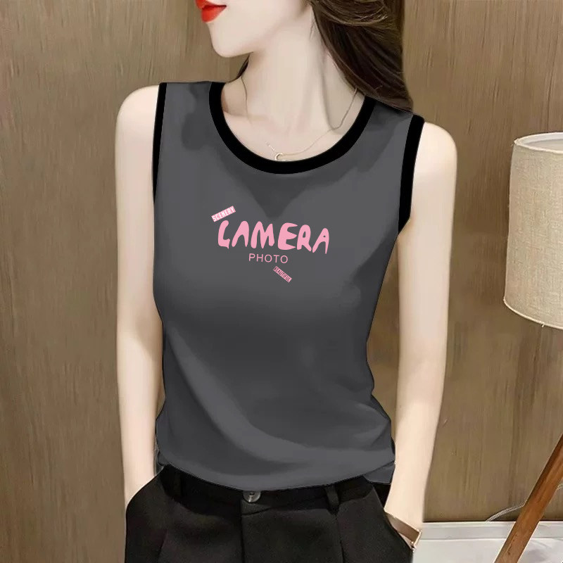 品牌折扣女装纯棉吊带背心女内搭2025夏季新款时尚t恤衫宽松上衣