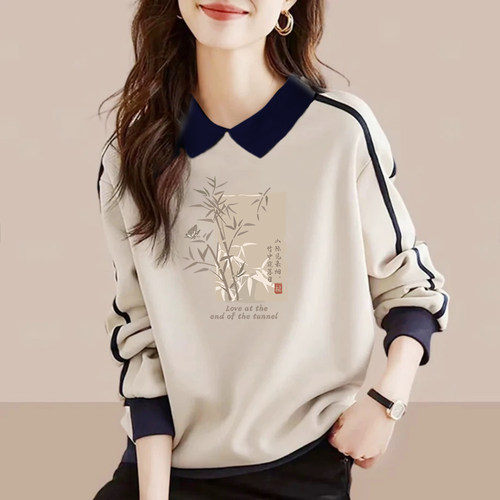 秋季POLO衫纯棉卫衣女长袖打底衫