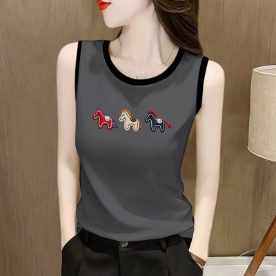 纯棉无袖印花显瘦打底衫背心上衣