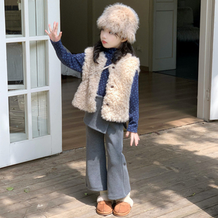 女童秋冬马甲套装新款儿童装韩系超好看加绒裤子穿搭小女孩秋冬装