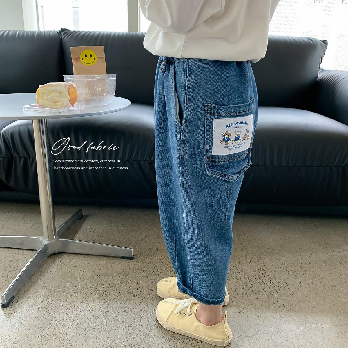 男女童牛仔裤三只小熊休闲