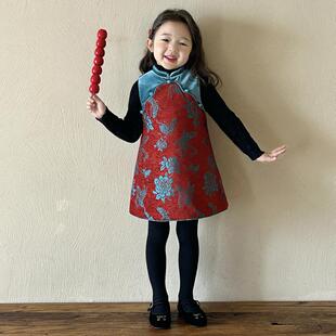 女童拜年服旗袍裙子2026新春宝宝中式国风提花连衣裙儿童过年衣服