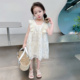 纯棉无袖 女童白色连衣裙儿童新款 夏季 裙子背心裙女宝宝蕾丝公主裙
