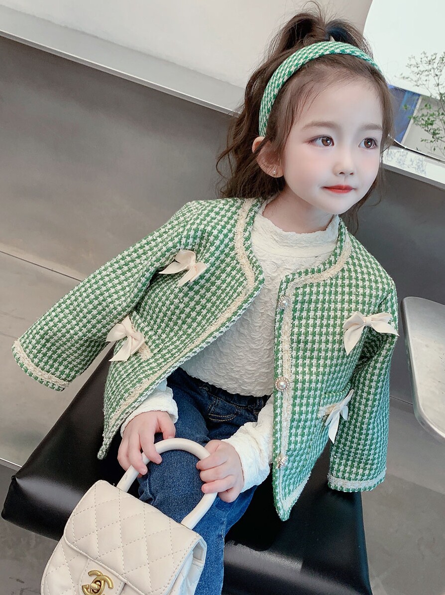 한국 아동복 봄 가을 한국식 여아용 작은 향기로운 모직 코트 레이스 기질 소녀의 외국 스타일 코트