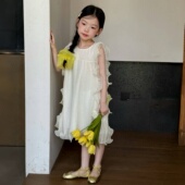 洋气童装 女童连衣裙2025夏装 新款 海边度假裙女宝宝公主裙儿童裙子