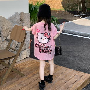 女童T恤裙春夏季新款儿童休闲宽松中长款T恤衫女宝宝公主裙连衣裙