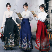 明制通勤汉服2025 鹿蝶牡丹原创中式 织金马面裙春夏国风套装 日常