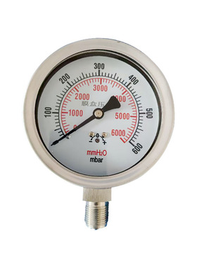 供不锈钢膜盒压力表全钢微压表304低压表立装径向YEBF100 600mbar