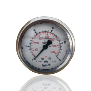 WIKA威卡压力表不锈钢耐震充油压力表防震液压表Y63 3500PS 25MPA