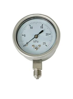 全钢压力表不锈钢微压力表304膜盒表低压表YEBF60 25kPa 径向G1/4