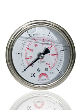 供台湾华记压力表轴向不锈钢压力表横装YBN63Z 10kg 150psi 1/4PT