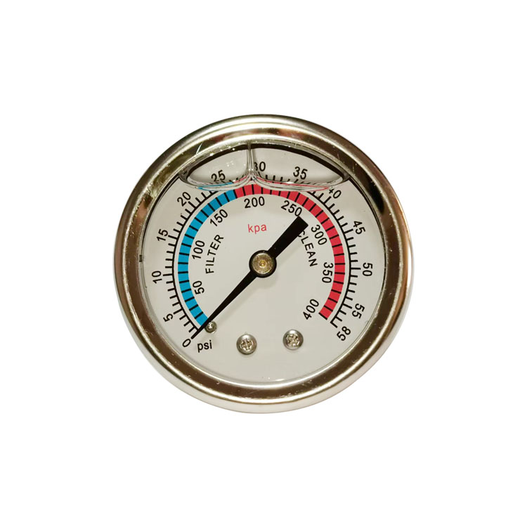 供不锈钢压力表耐震充油沙砂缸压力表轴向防震YNB50Z 400kPa G1/4