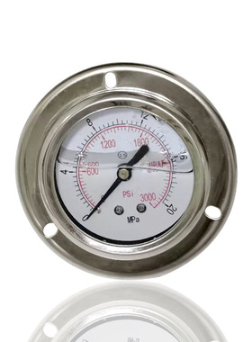 全钢压力表不锈钢轴向带前边耐震充油法兰式YNBF60ZT 20MPA G1/4