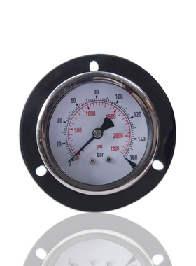 注塑机用压力表不锈钢耐震充油表轴向埋入式YBN60ZT 160BAR G1/4