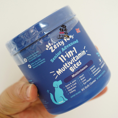 美国Zesty Paws老年狗11in1合1宠物犬ZP复合维生素牛肉味90粒