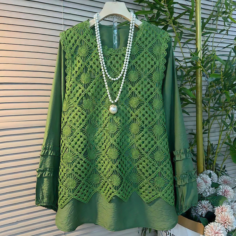 镂空勾花马甲木耳边打底衫套装胖mm2026春冬新款显瘦宽松大码女装,女装/女士精品,大码套装,淘宝优惠券,粉丝福利购,淘宝优惠卷