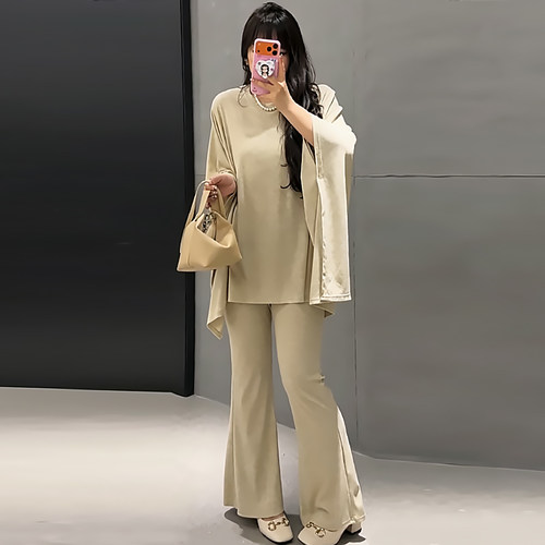 韩系纸片人斗篷上衣女裤子套装潮