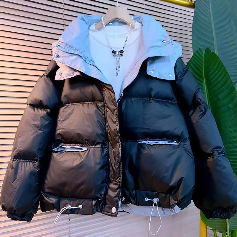 时尚撞色大兜棉服女休闲棉衣胖mm2025冬季新款宽松显瘦大码女装潮,女装/女士精品,大码棉服,淘宝优惠券,粉丝福利购,淘宝优惠卷