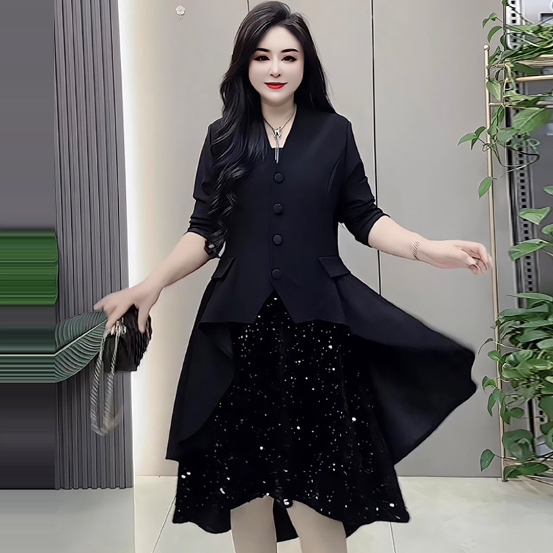 设计感上衣亮片鱼尾半身裙套装胖mm2025冬季新款显瘦宽松大码女装,女装/女士精品,大码套装,淘宝优惠券,粉丝福利购,淘宝优惠卷