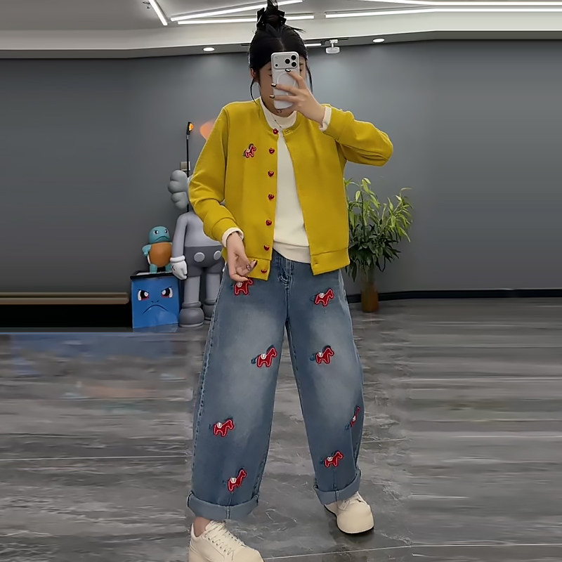 假两件上衣高腰休闲女裤牛仔裤胖mm2026春冬新款显瘦宽松大码女装,女装/女士精品,大码套装,淘宝优惠券,粉丝福利购,淘宝优惠卷