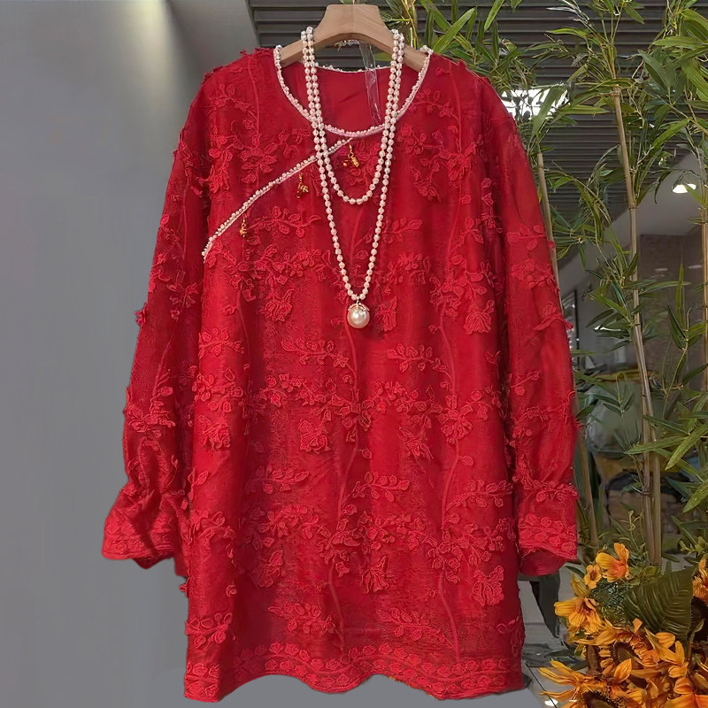 新中式立体花钉珠大衫国风上衣胖mm2025冬季新款宽松大码显瘦女装,女装/女士精品,大码内搭,淘宝优惠券,粉丝福利购,淘宝优惠卷