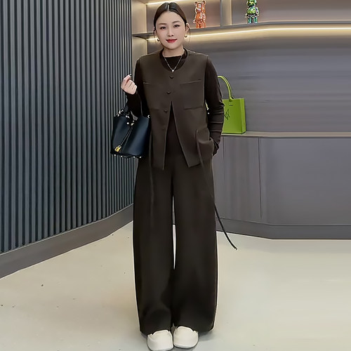 气质马甲女马夹打底衫休闲女裤胖mm2026秋季新款显瘦宽松大码女装