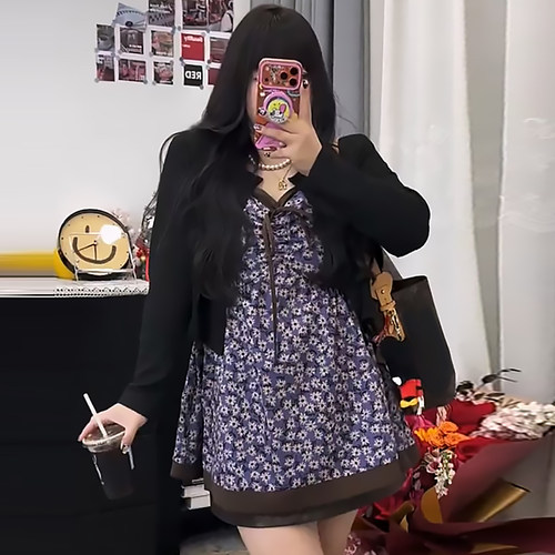 韩系碎花吊带上衣开衫休闲外披潮