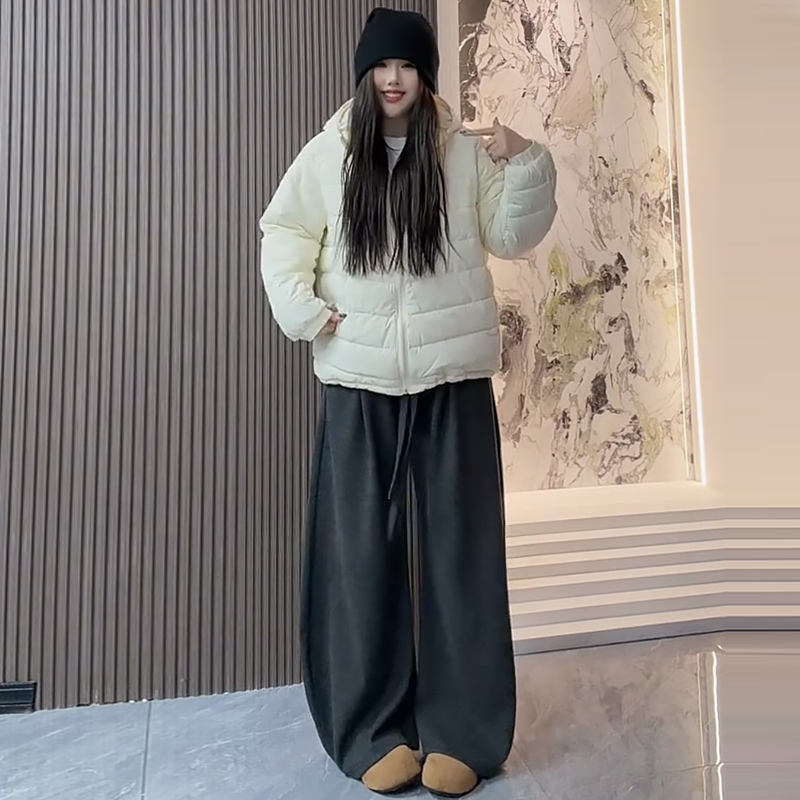 排骨棉服连帽休闲外套百搭女裤潮