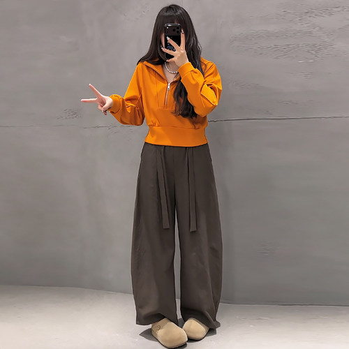 韩系休闲风连帽上衣女休闲裤子潮