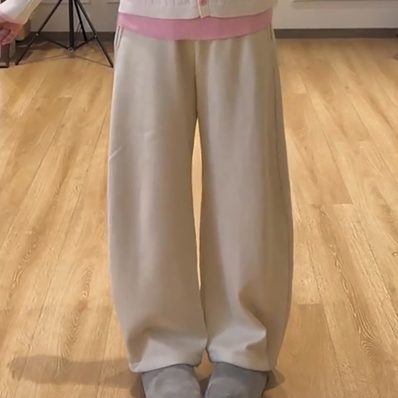 慵懒风高腰加绒弯刀裤休闲女裤胖mm2026春冬新款宽松显瘦大码女装,女装/女士精品,大码裤装,淘宝优惠券,粉丝福利购,淘宝优惠卷